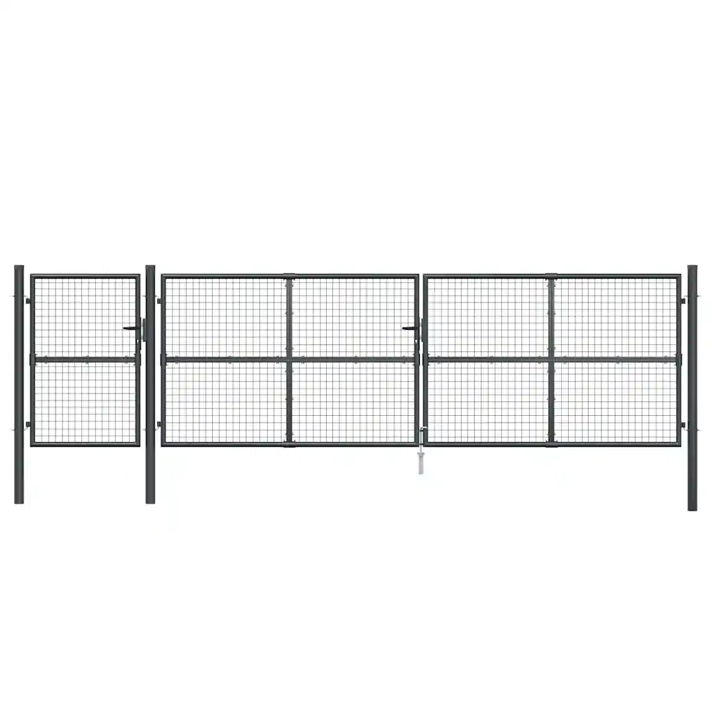 Cancello da Giardino in Rete Antracite 500x125 cm in Acciaio Zincato 154549