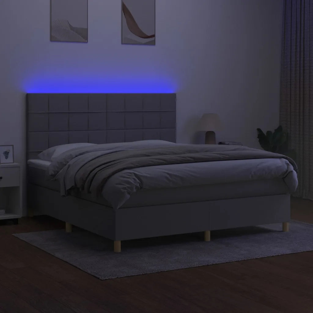Letto a Molle Materasso e LED Grigio Chiaro 160x200 cm Tessuto cod mxl 58571