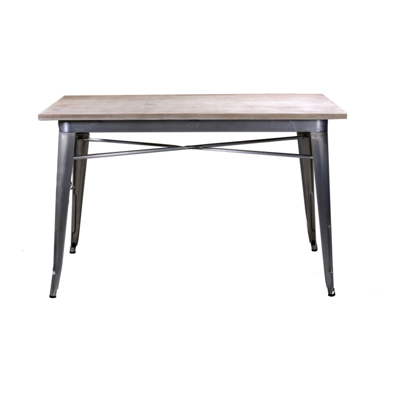 Tavolo ferro bristol top in legno galvanizzato cm 160x80h76