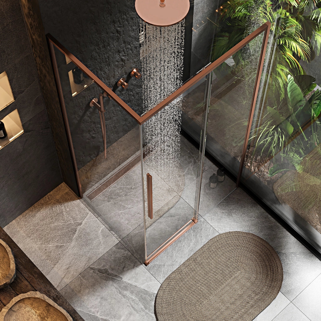 Cabina Doccia Solar Copper Brush 90x90 con piatto doccia Savoy black