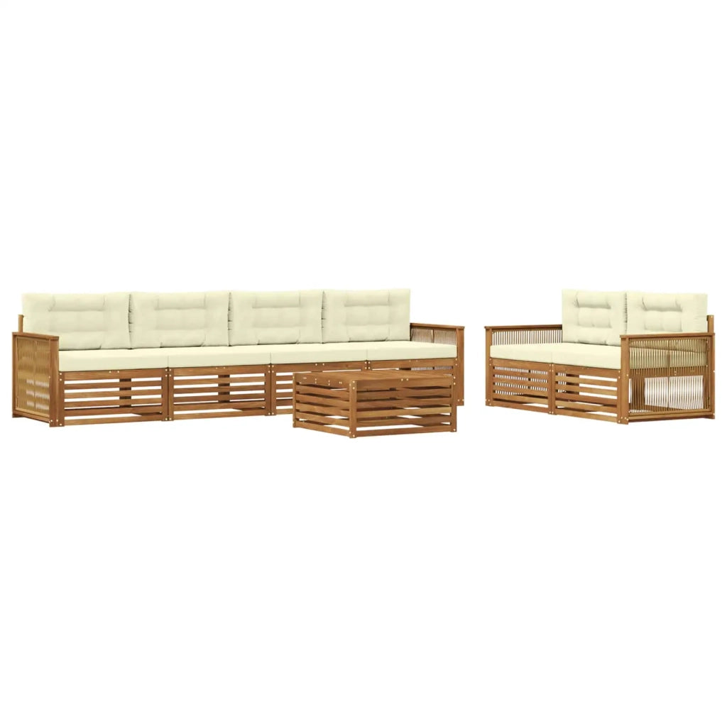 Set di divani da esterno con cuscino 7 pcs Naturale e Crema