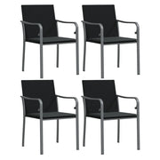 Sedie da Giardino con Cuscini 4 pz | Sedie da Esterno Neri 56x59x84cm in Polyrattan