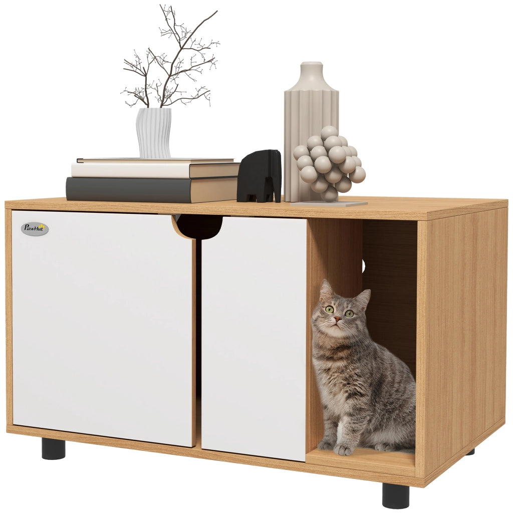 Cassettiera per bagno con ante ¨C zephmum ¨C bianco e naturale 80x48x48 cm