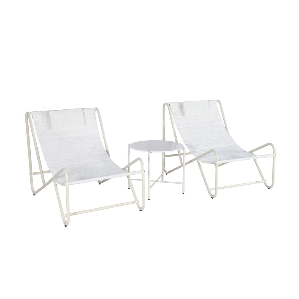 Salotto da giardino con tavolo rotondo in acciaio, 2 posti, beige