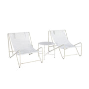 Salotto da giardino con tavolo rotondo in acciaio, 2 posti, beige