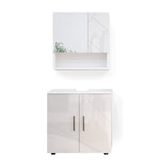 Vicco Set mobili bagno Bianco lucido 2 parti, mobile base 60 cm