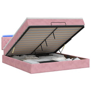 Letto Ottomano con Materasso e LED Rosa 180 x 200 cm Velluto 3457088