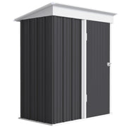 Capanno da giardino; capanno esterno in lamiera ondulata per attrezzi; design a parete; mensole regolabili; porta chiudibile a chiave Grigio scuro