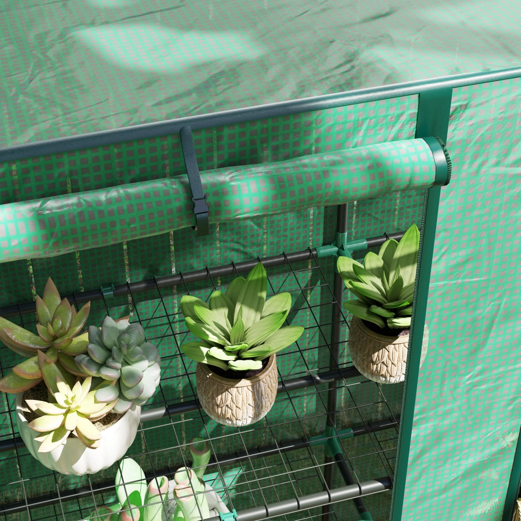 Serra da giardino con ripiani metallici 3 livelli ¨C zephmum ¨C verde 144x48x152 cm