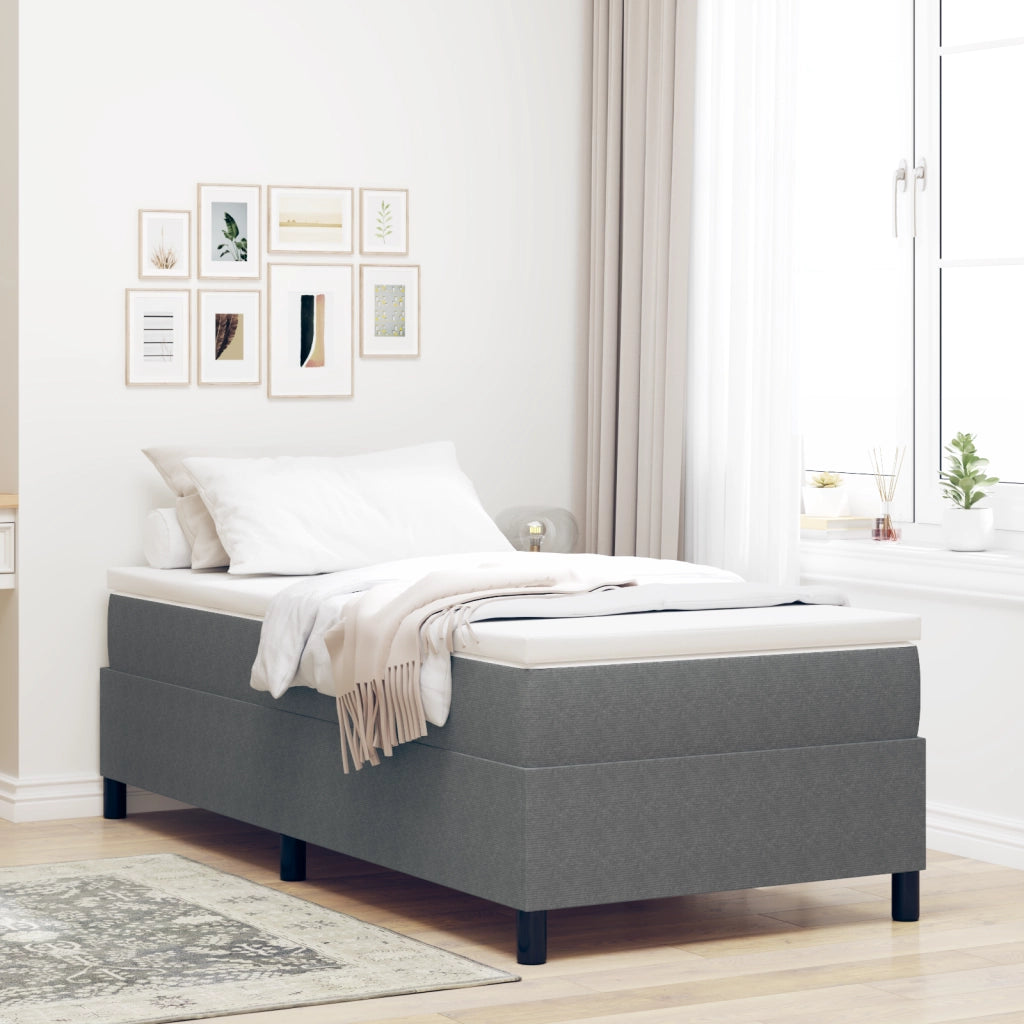 Letto Box Spring Grigio Chiaro Singolo in Tessuto Corduroy