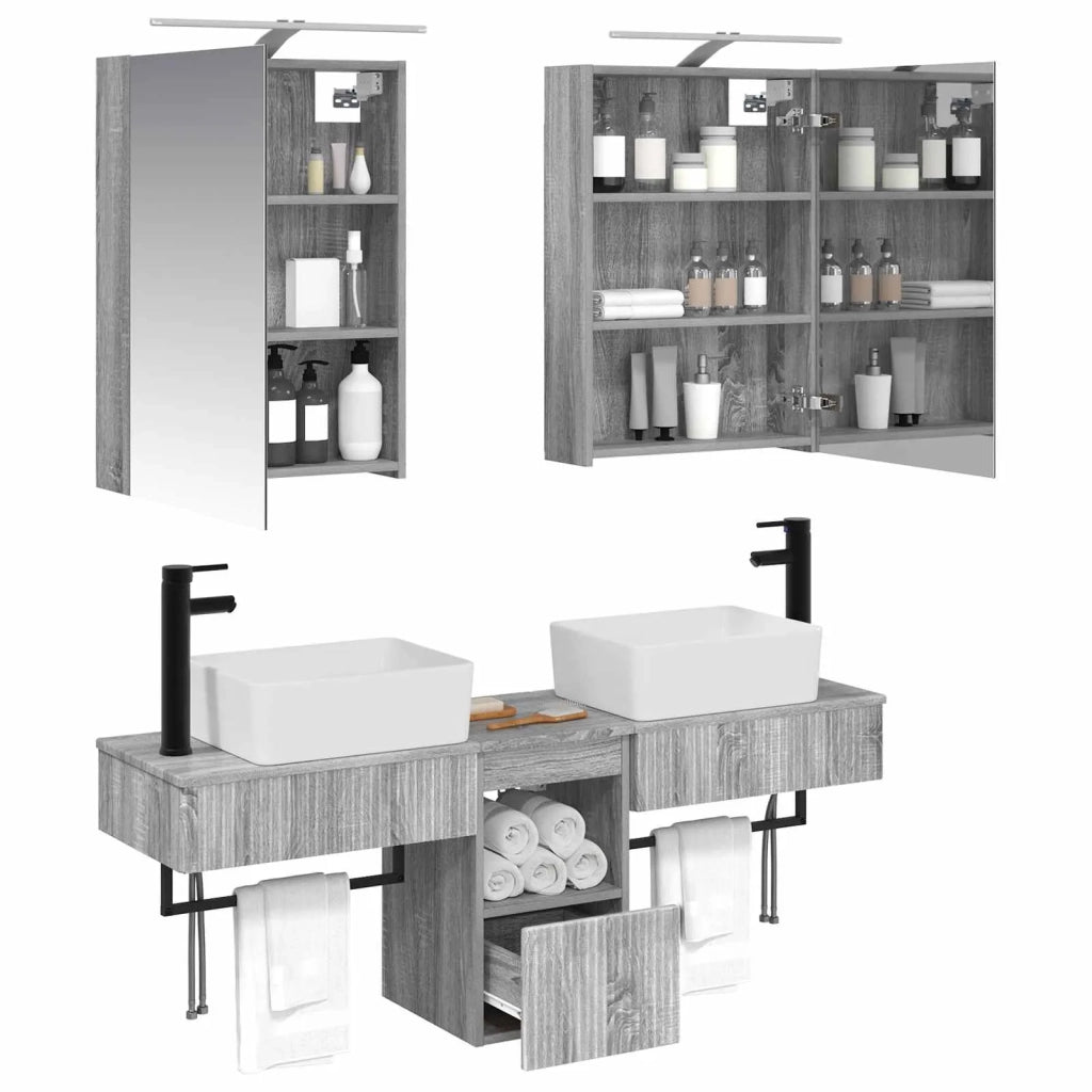 Set di Armadi da Bagno 5 pcs Sonoma grigio 50 x 14,5 x 70 cm 3406316