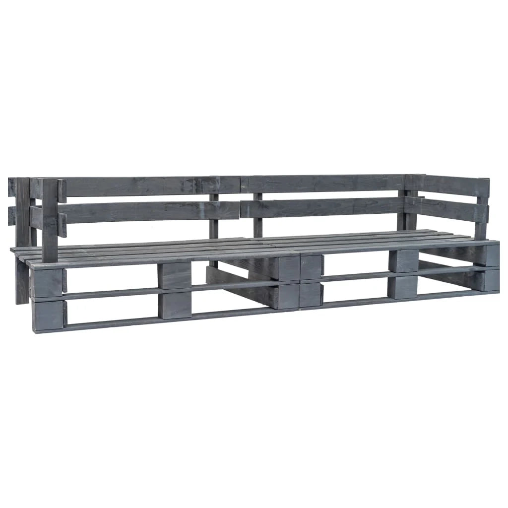 Divano da giardino in pallet a 2 posti 220 x 66 x 55 cm legno grigio 02_0011860