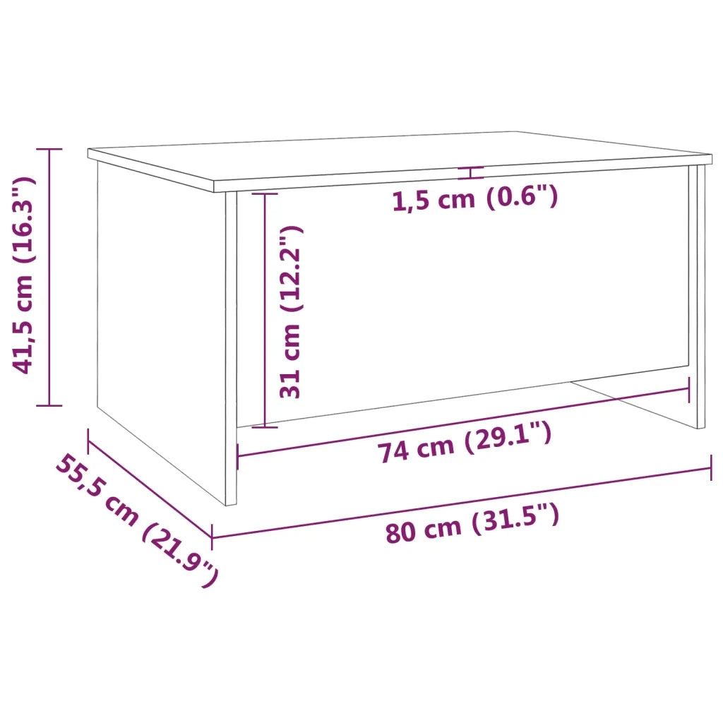 Tavolino Salotto Rovere Sonoma 80x55,5x41,5cm Legno Multistrato cod mxl 18073