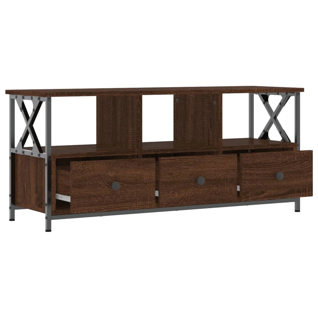 Mobile TV multimediale mensola per TV credenza per TV sala da pranzo soggiorno camera da letto rovere 102 x 33 x 45 cm legno ingegnerizzato e ferro marrone 02_0027124