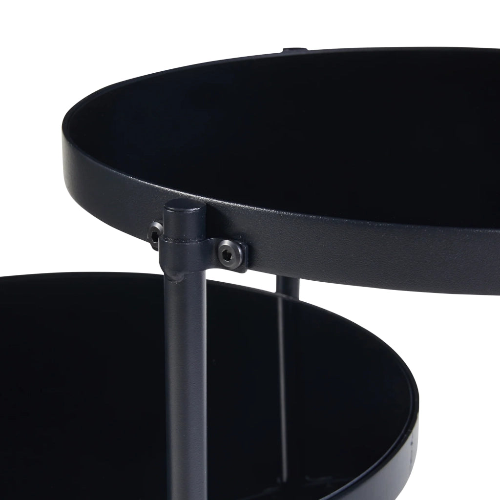 Tavolino laterale con 3 ripiani in metallo 70 x 58 x 37 cm nero 03_0010930
