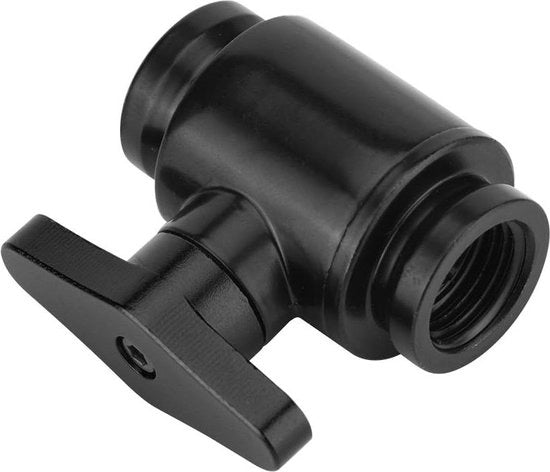 Vendita di valvola di raffreddamento acqua G1/4 in alluminio nero per sistema di raffreddamento computer con manopola di regolazione aggiunta.