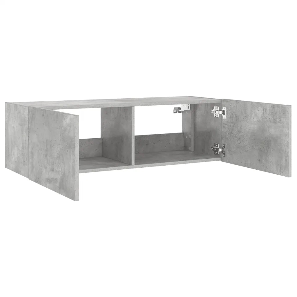 Mobile TV a Parete con Luci LED Grigio Cemento 100x35x31 cm