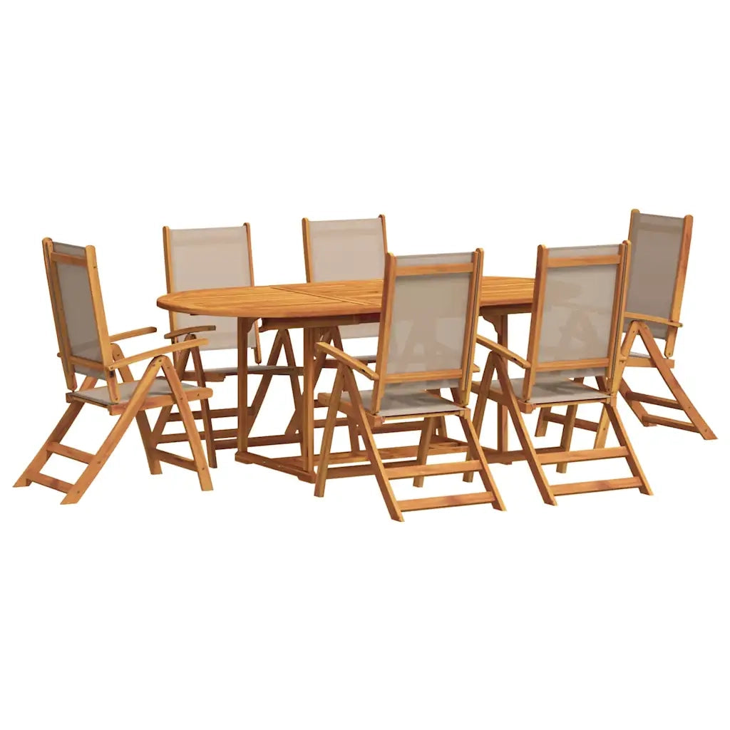 Set Pranzo da Giardino 7pz Legno Massello di Acacia e Textilene