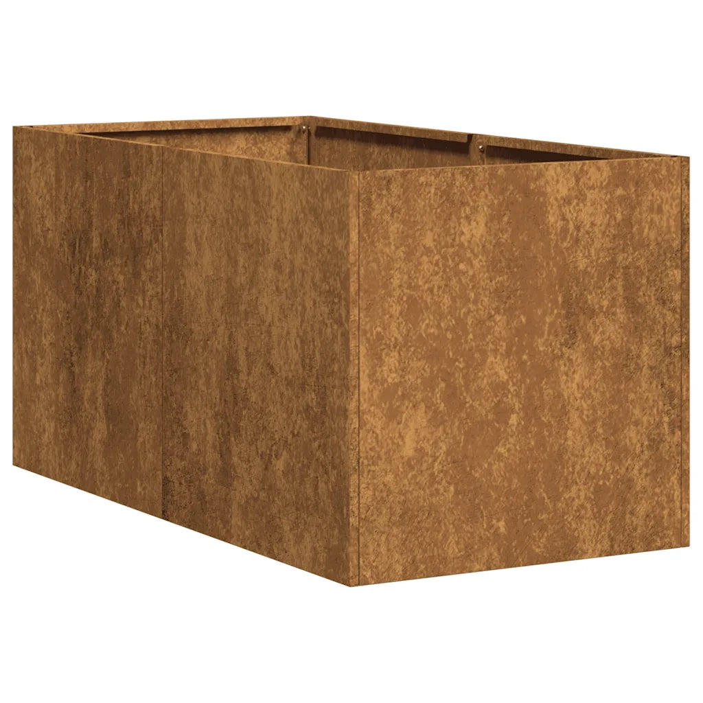 Fioriera rettangolare aperta per balcone o giardino 40 x 80 x 40 cm spazio ideale per la coltivazione di tendenza realizzata in acciaio arrugginito 02_0051522