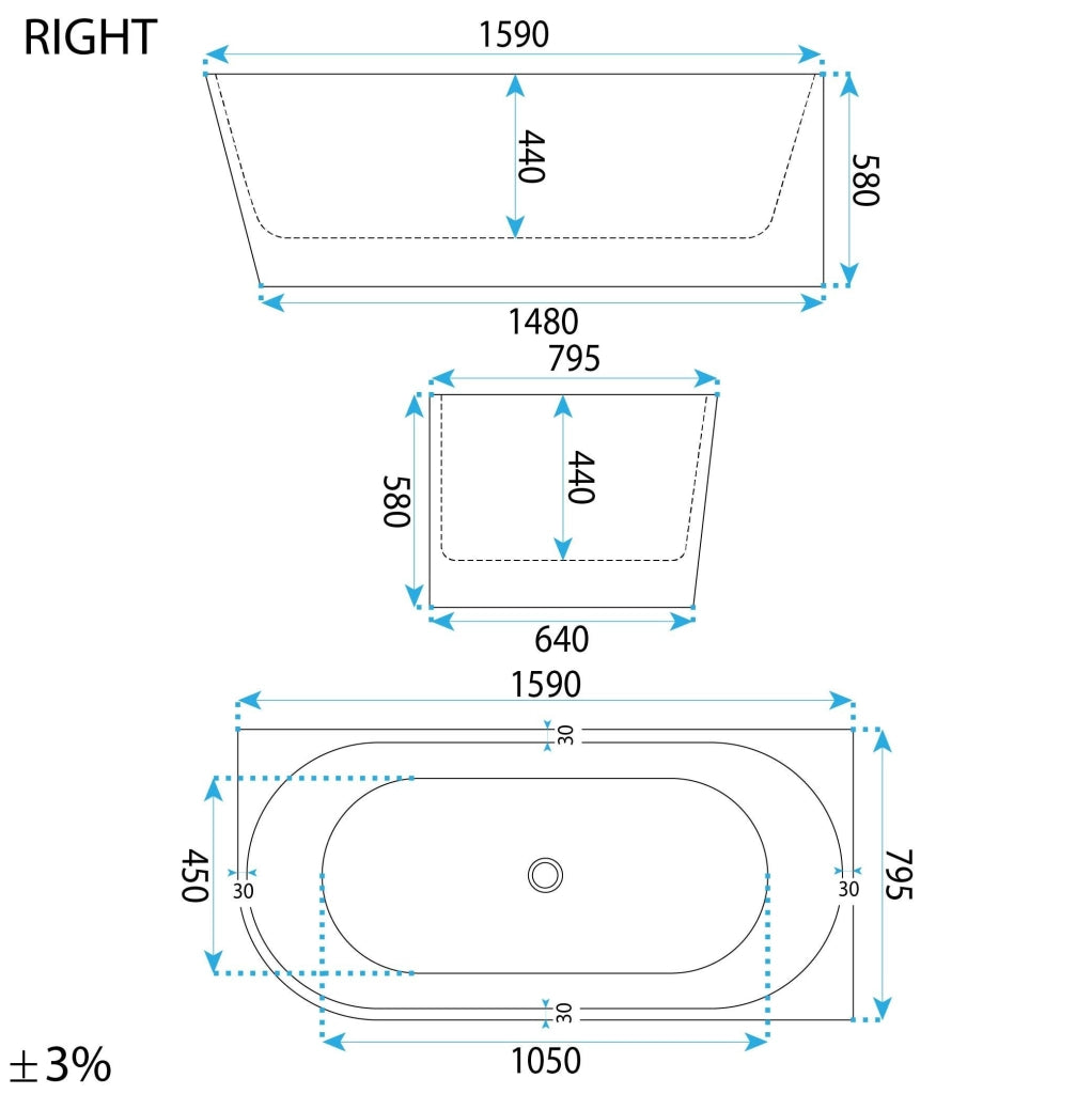 Vasca Bagno Sydney Bellanto Destra 160cm Copritappo bianco