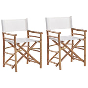 Set di 2 Sedie da Regista in Legno Chiaro di Bambù Pieghevoli interno esterno stile moderno boho