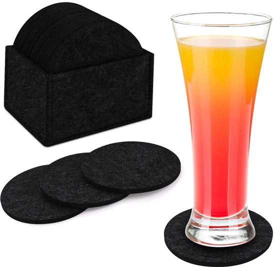 Onderzetters ronde 14 pezzi in nero - antiscivolo e termoresistente, per bicchieri, bevande, bar, caffè, decorazione da tavola, lavabile, regalo unico