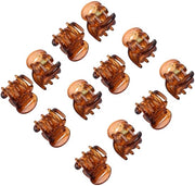 Mini clip per capelli in set da 12 - Clip per capelli in pelle marrone - Accessori per capelli antiscivolo - Accessorio per capelli - Morsetto robusto - Ideale per feste