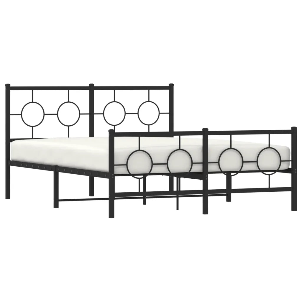 Giroletto con Testiera e Pediera Metallo Nero 140x200 cm 376245
