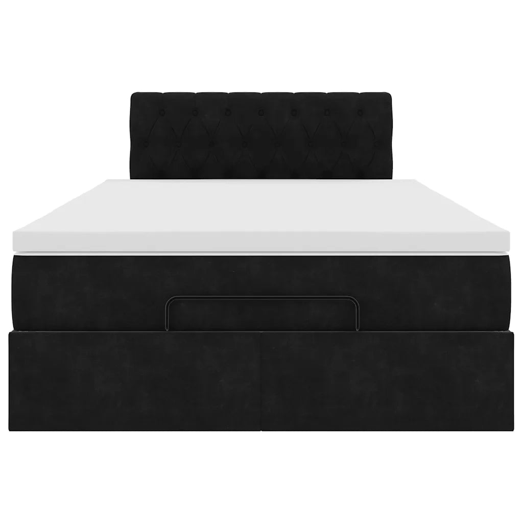 Struttura Letto Pouf con Materasso Nero 120x200 cm Velluto 3311839