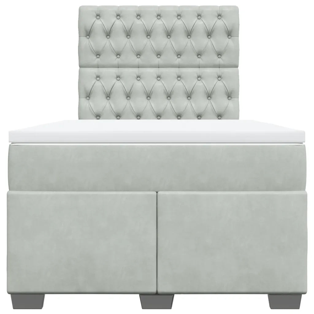 Giroletto a Molle con Materasso Grigio Chiaro 120x190cm Velluto