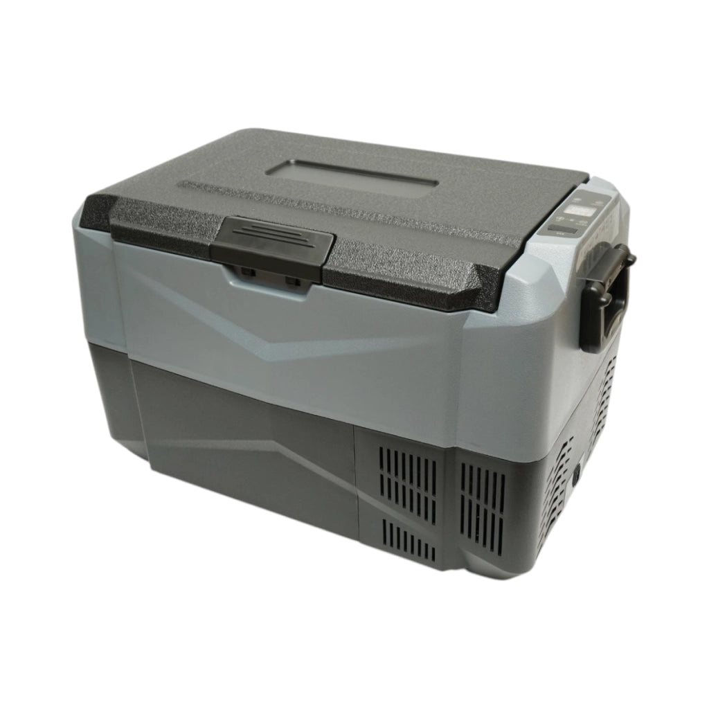 Frigorifero per auto 35L con compressore 12V-24V-220V, 60W, display LCD, doppia zona di raffreddamento, USB 630x390x390mm
