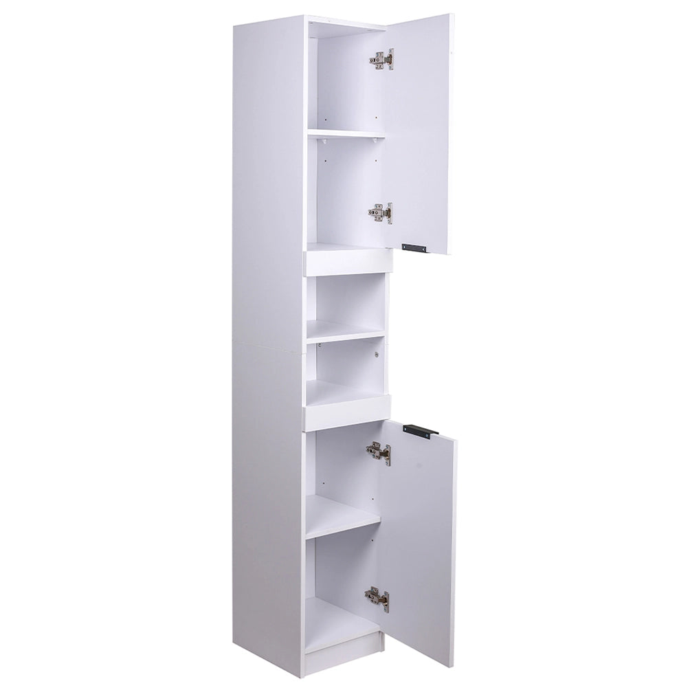 Mobile a Colonna Armadietto Salvaspazio da Bagno 4 Ripiani Interni 2 Ante H188cm