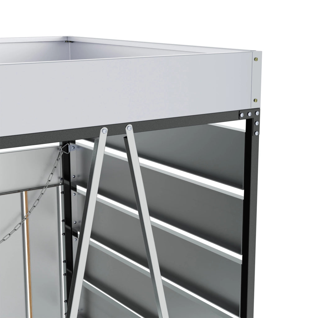 OKWISH Copribidoni Doppio con Fioriera, 2 Scomparti, Ventilazione e Porte con Serratura, Ferro Nero