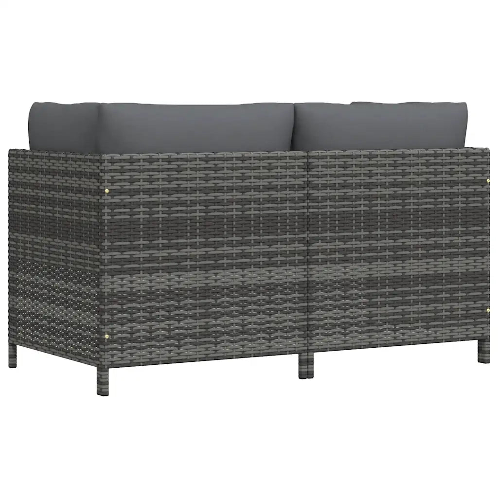 Divano da Giardino a 2 Posti con Cuscini in Polyrattan Grigio 313498