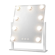 Trade Shop - Specchio Luminoso 9 Led Touch Dimmerabile Usb Design Stile Hollywood 3 Temperature Di Luce -