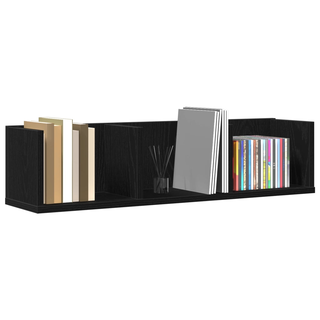 Mensola a Muro per CD  Rovere Nero 75x18x18 cm in Legno Ingegnerizzato