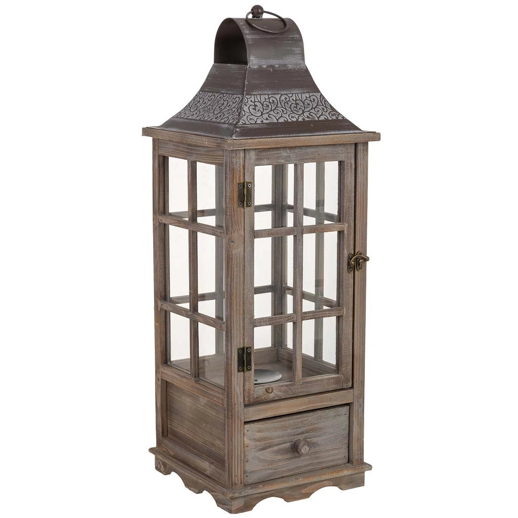 Lanterna in legno 24x24x68h cm