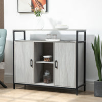Credenza 2 Ante 5 Ripiani 100x34x87,2 cm in Legno Grigio