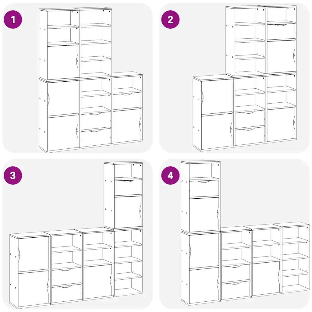 Armadietti Laterali 5 pz ODDA Bianco 40x24x79 cm Legno di Pino 3365361