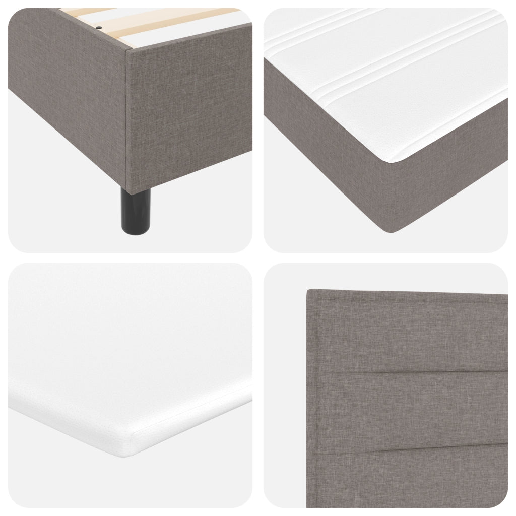 Letto a Molle con Materasso in Tortora, 140x190 cm Tessuto