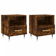 Set di 2 Comodini | Armadio da Notte | Mobiletto da notte Rovere Fumo 40x35x47,5 cm in Legno Multistrato