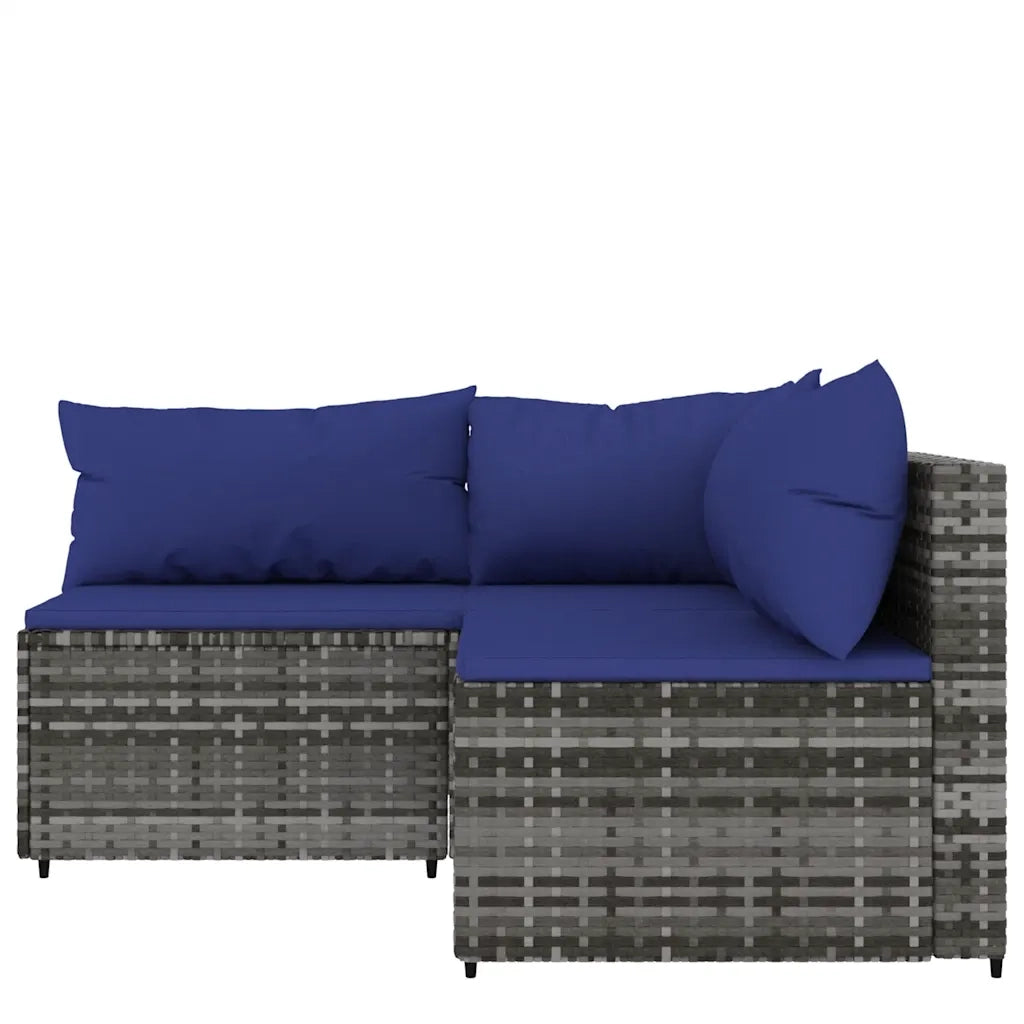 Set Divani da Giardino 3 pz con Cuscini in Polyrattan Grigio 319844