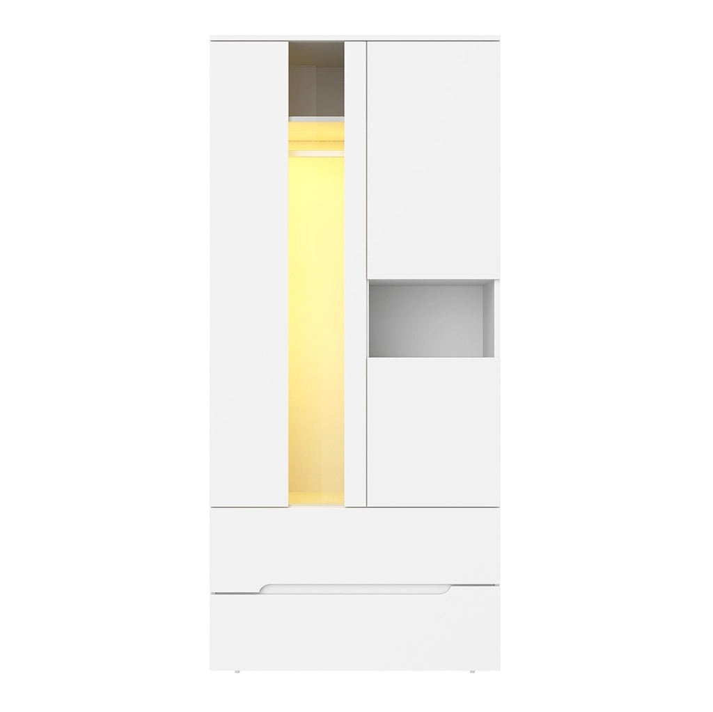 ARMADIO 3 ante con LED 90x50x200 cm Bianco MDF e vetro