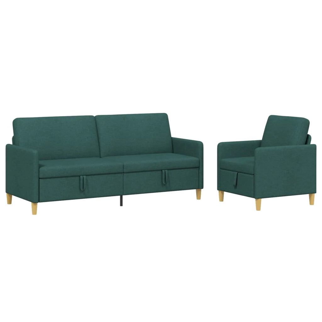 Set di Divani con Storage 2 pz Verde Scuro Poliestere 3429237