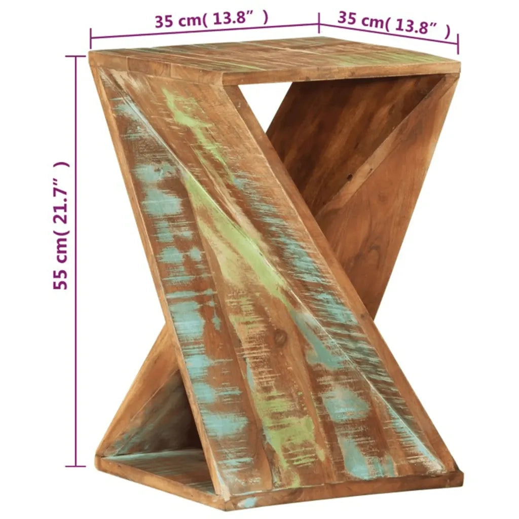 Tavolino | Tavolo laterale 35x35x55 cm in Legno Massello di Recupero