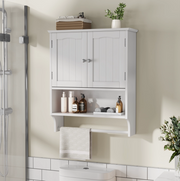 Mobile pensile bagno bianco in MDF con portasciugamani