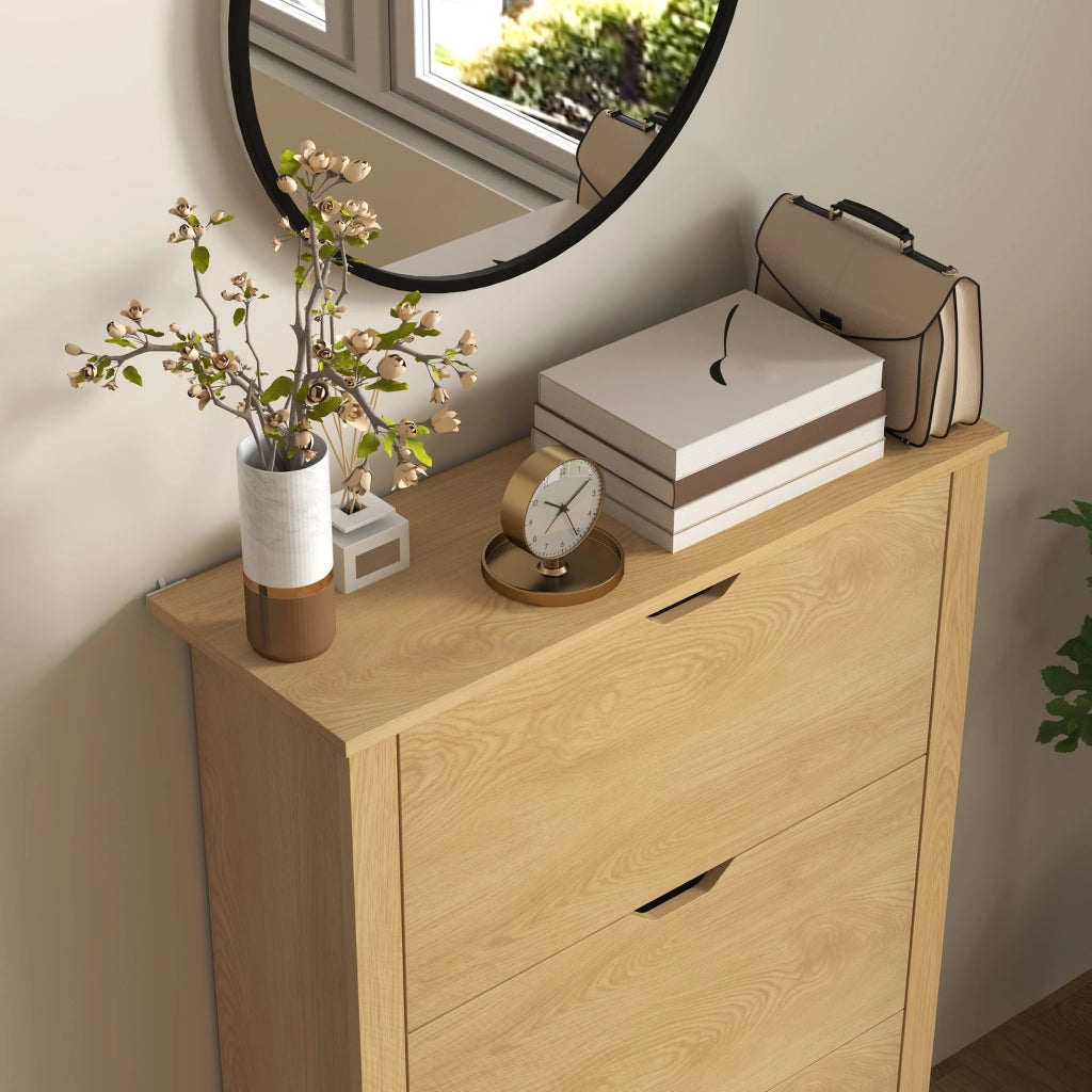 Scarpiera con Cassetti e Ripiani ¨C zephmum ¨C Naturale 72x26x112 cm