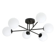 Lampadario Emibig ROMA 6 luci E14 nero con vetri bianchi