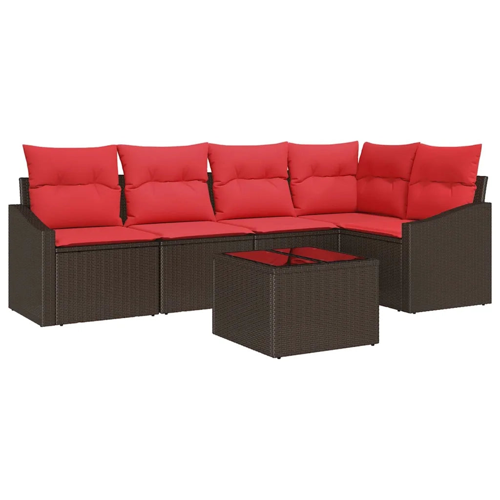 Set di divani 6 pz Marrone polyrattan 3346734