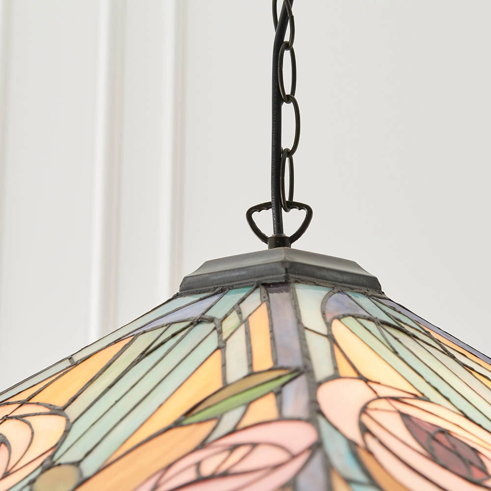 Lampada a sospensione in vetro Tiffany WILLOW rose 3xE27